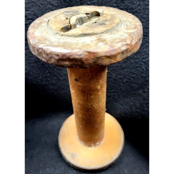 Vintage Industrial Textile Large 7" Wooden Spool Bobbin Sewing Craft Notion DIY - Picture 2 of 6